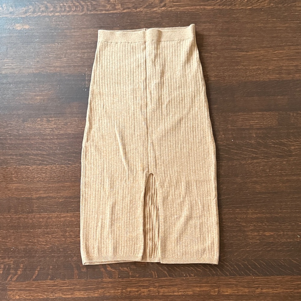 Free People Tan Ribbed Skirt